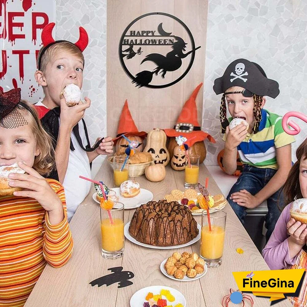 Moon Witch Metal Sign For Halloween Decoration