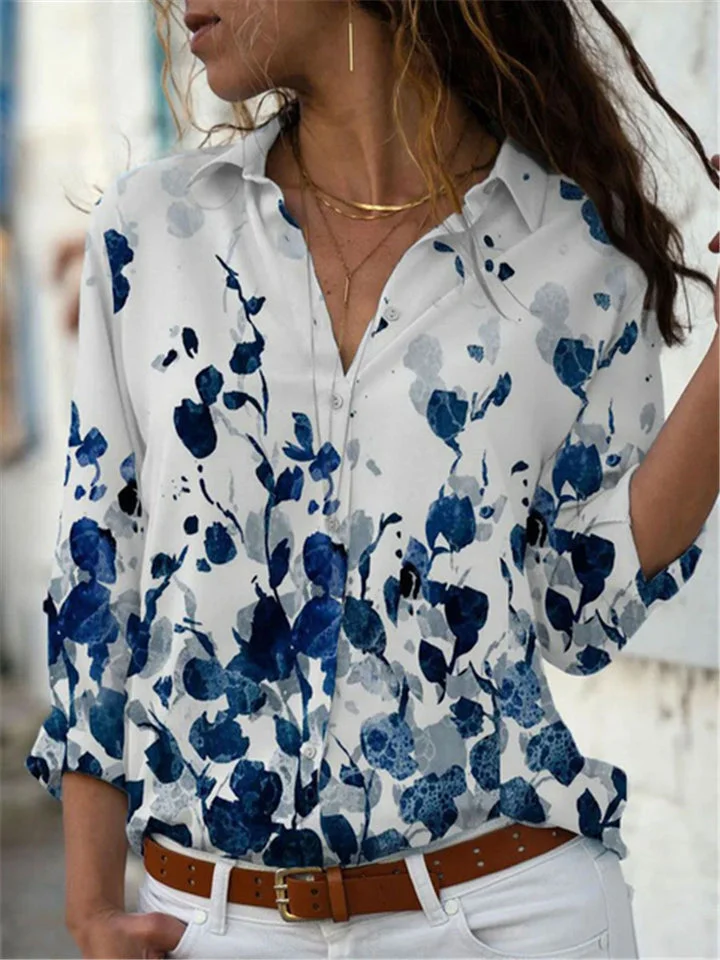 Fashion Women Long Sleeve Printed Blouse