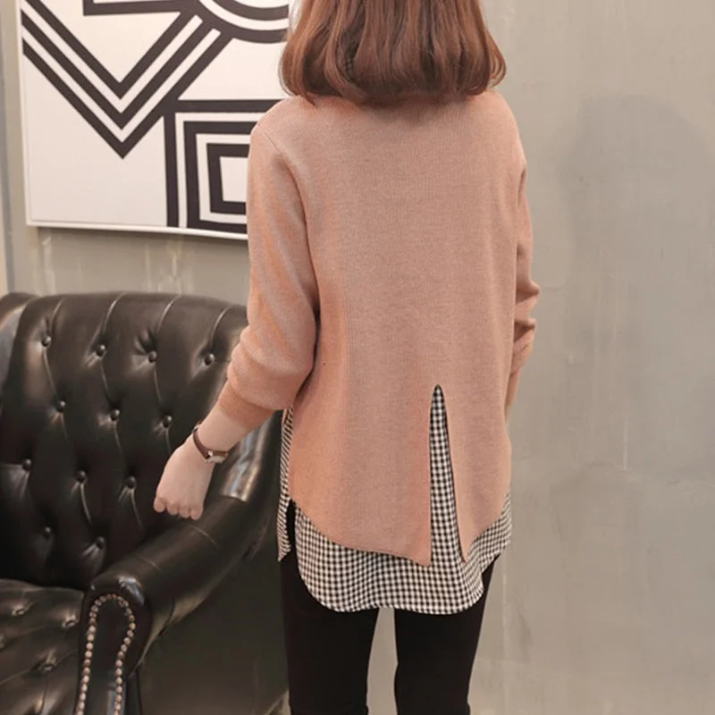 New Women Clothes Spring Autumn Shirt Knit Pullover Sweater Two-Piece Sweater Women Casual Loose Large Size Shirt Bottoming Tops