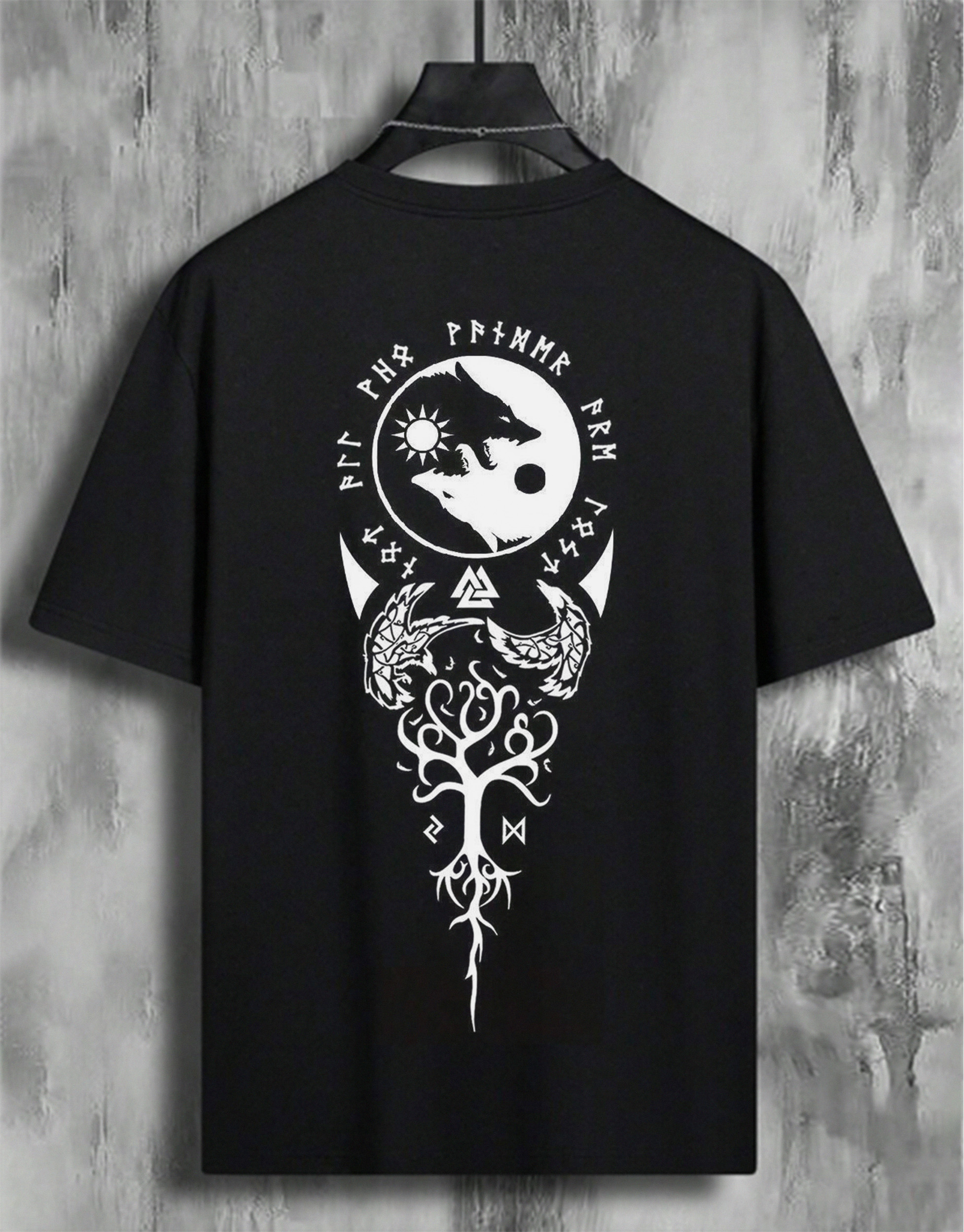 "Not all who wander are lost"Artistic Totem Print Vintage T-shirt Techwear Shop