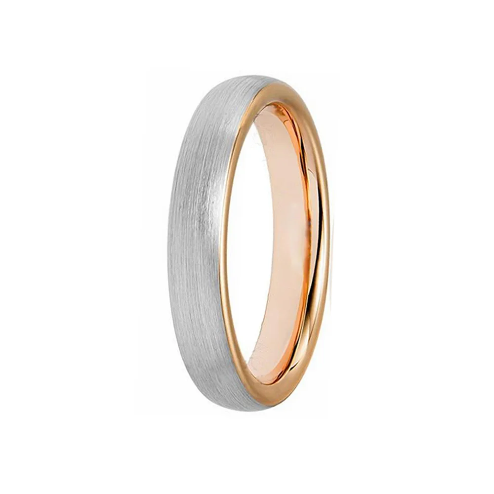 4MM 6MM 8MM Rose Gold Domed Brushed Tungsten Carbide Rings Couple Wedding