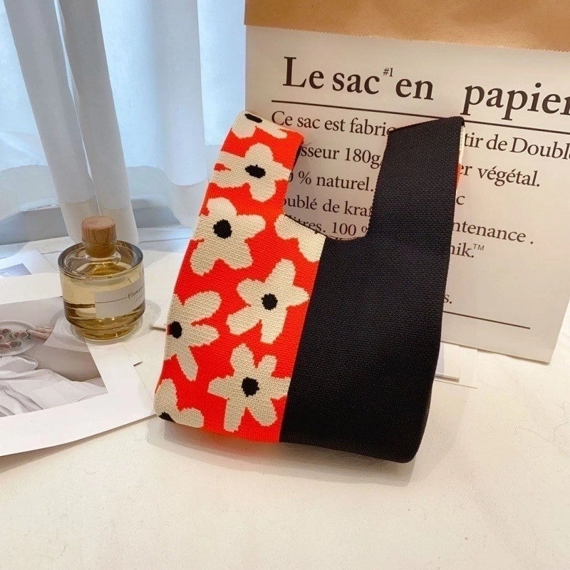 Women’s Medium Knit Letter Heart Shape Flower Cute Square Open Square Bag