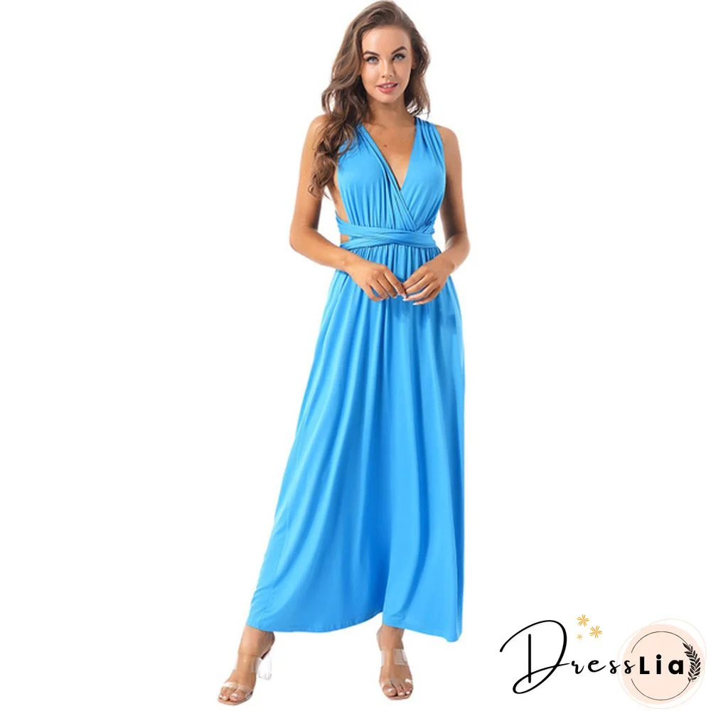Women's Chic Wrap Maxi Dress Multi Way Wear Party Wedding Bridesmaid Dresses Evening Cocktail Long Prom Gown