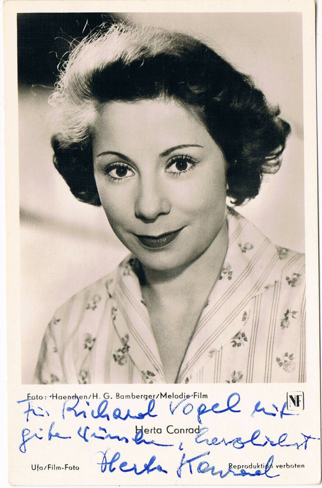 Herta Conrad 1928- autograph signed postcard Photo Poster painting 3.5x5.5