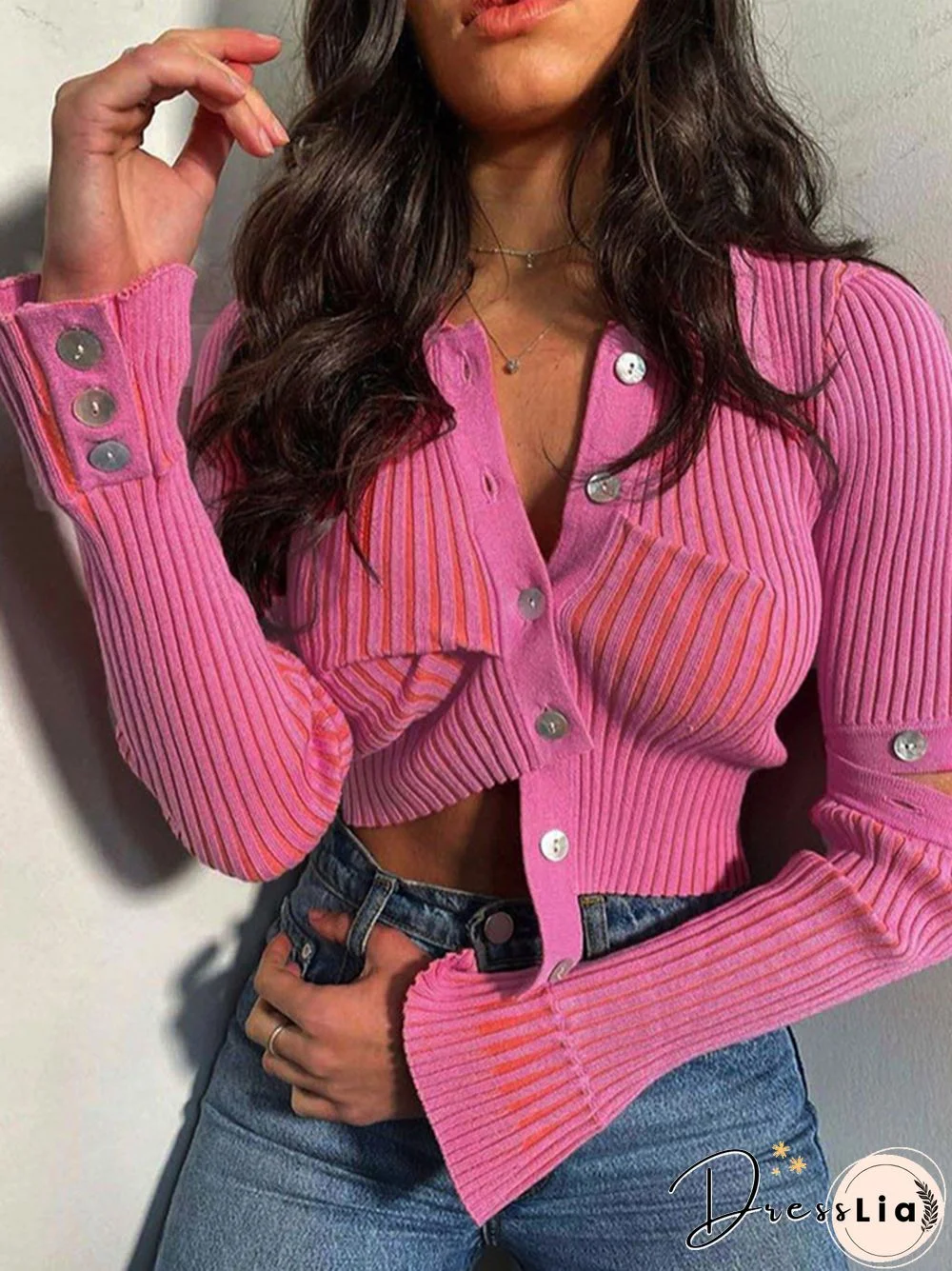 Artsu Cute Pink Kinited Cropped Top Women Y2K Ruched Crop Top Long Sleeve Camisole Top Winter Party Club Vintage