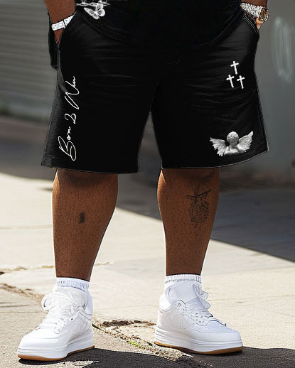 Street Casual Cross Faith Print Big Men's Set