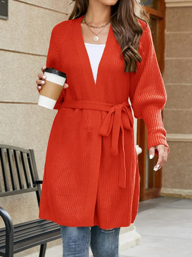 Women's Fall Fashion Loose Belt Knit Cardigan Sweater Coats