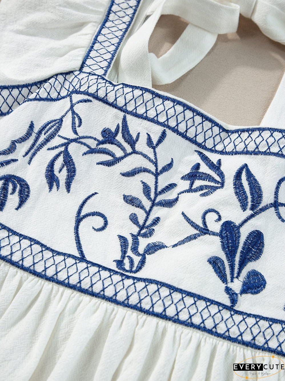 White Summer Peplum Top with Embroidery