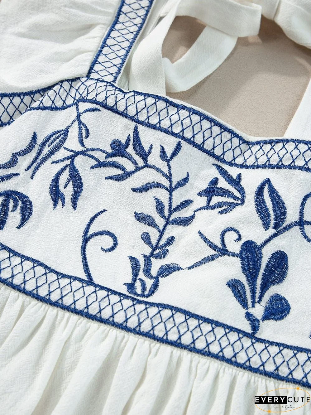 White Summer Peplum Top with Embroidery