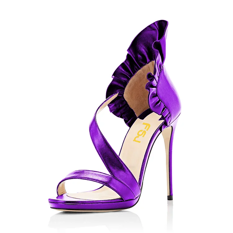 Women's Purple Stiletto Heels Commuting Strappy Open Toe Sandals |FSJ Shoes