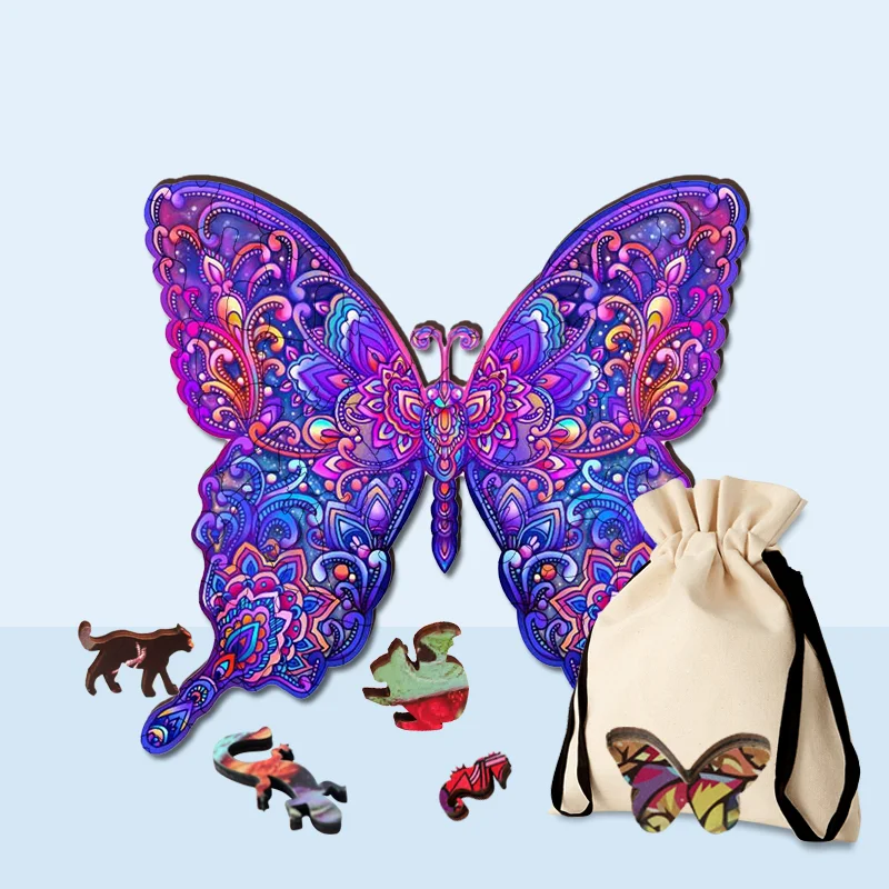 Jeffpuzzle™-JEFFPUZZLE™ Purple Butterfly Jigsaw Puzzle