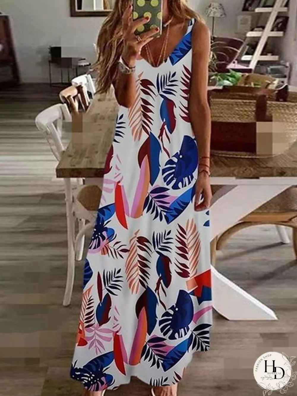 Maxi Long Sleeveless Floral Summer Dress