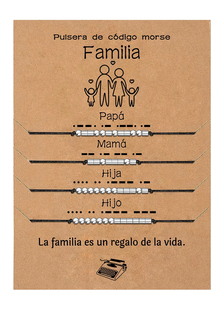 Pulsera de código morse-Pulsera para familia, papá, mamá, hijo e hija