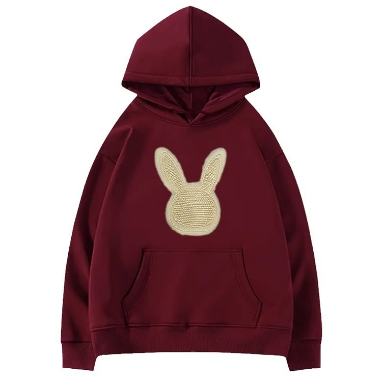 Burgundy Rabbit Hooded Sweatshirt