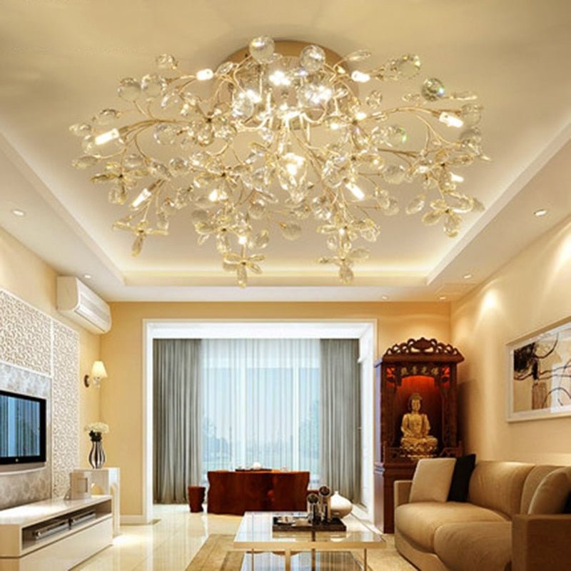 Modern LED Crystal Ceiling Chandelier Lighting Nordic Light Atmosphere Living Restaurant Bedroom Loft Decorative Luxury Fixtures