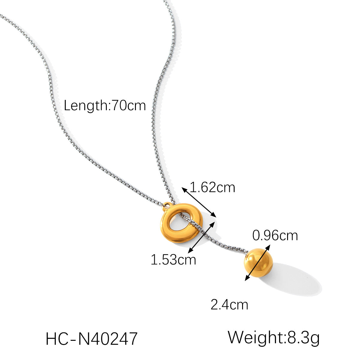 Color Matching Round Bead Necklace Tassel Y Chain 18K Gold Stainless Steel Clavicle Chain Titanium Steel Necklace