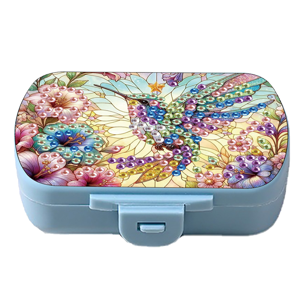 Birds Diamond Painting Medicine Box Diamond Art Pill Storage Box for Travel