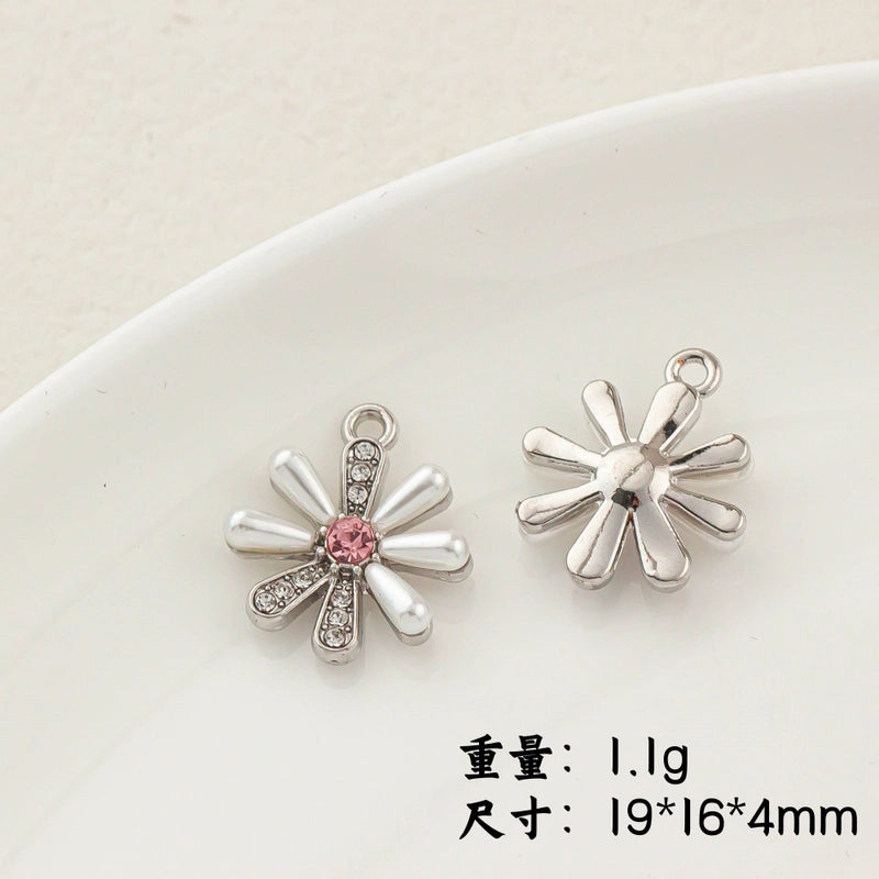 5 PCS/Package 20 * 23mm Alloy Artificial Pearls Rhinestones Flower Butterfly Pendant Jewelry Accessories