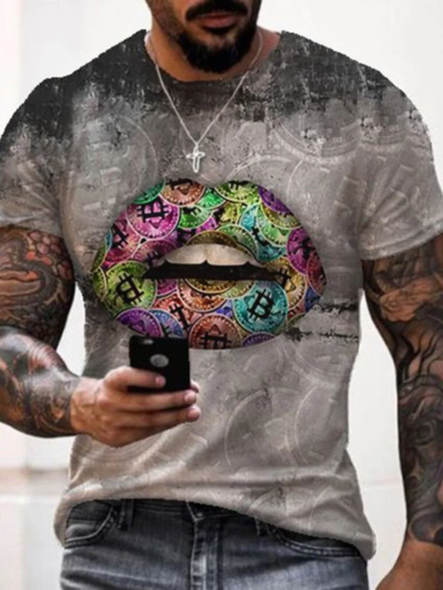Men's Lip Printing Short Sleeve