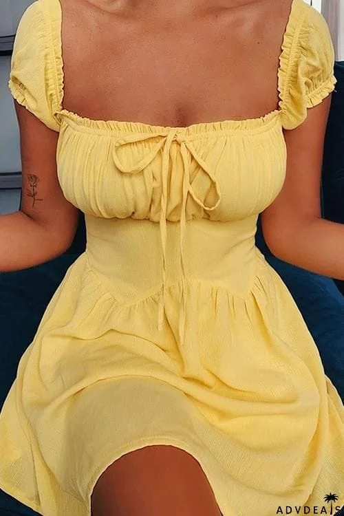 Emma Square Neck Knot Mini Dress