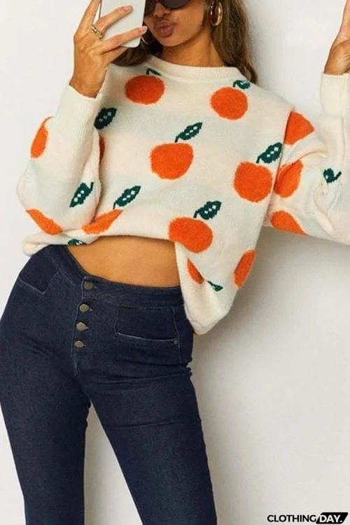 Orange O Neck Jumper Sweater