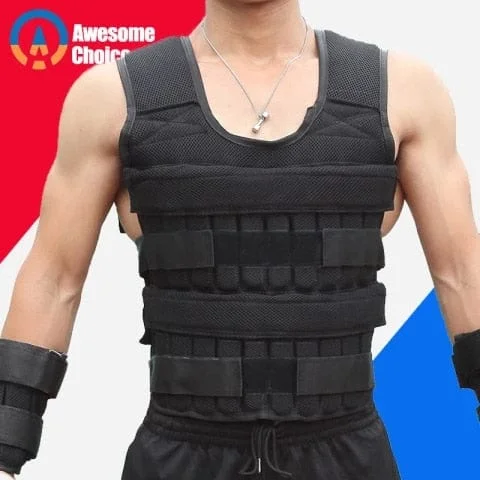 Pornhint 30KG Loading Weight Vest For Boxing Weight Training Workout Fitness Gym Equipment Adjustable Waistcoat Jacket Sand Clothing