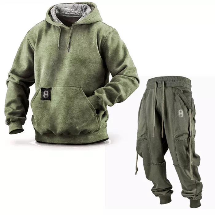 Men's Hoodie Pocket Sweatshirt Elastic Joggers Matching Set