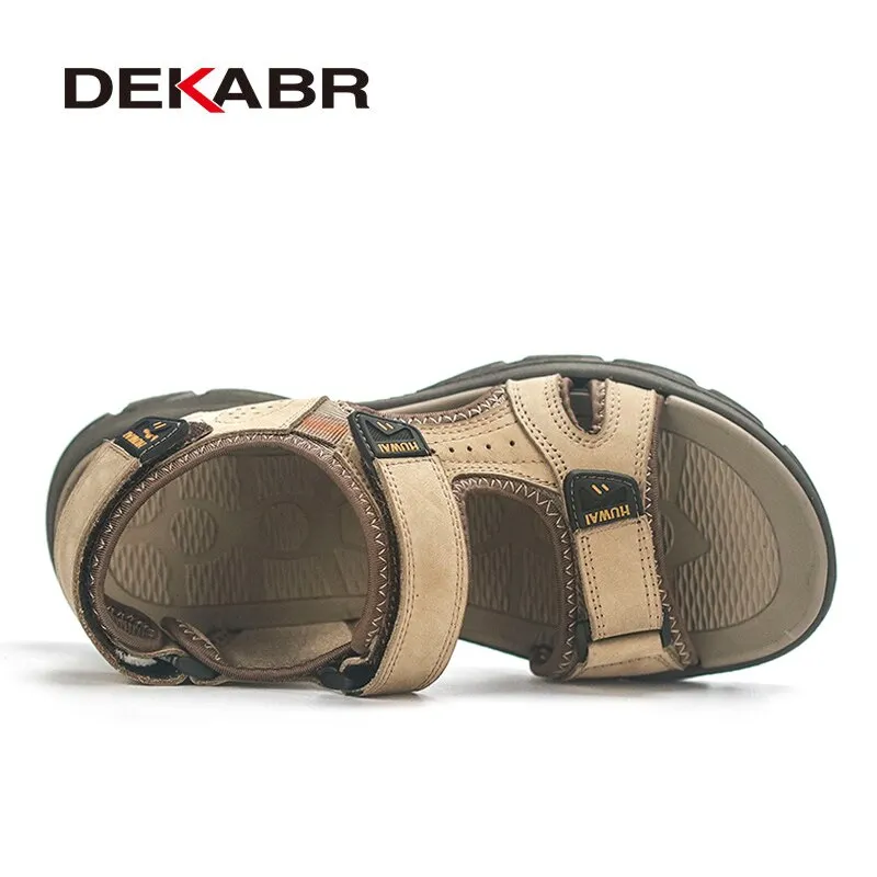 DEKABR Summer Sandals Men Lightweight Outdoor Beach Casual Shoes Genuine Leather Roman Walking Footwear Soft Slippers Sandalias