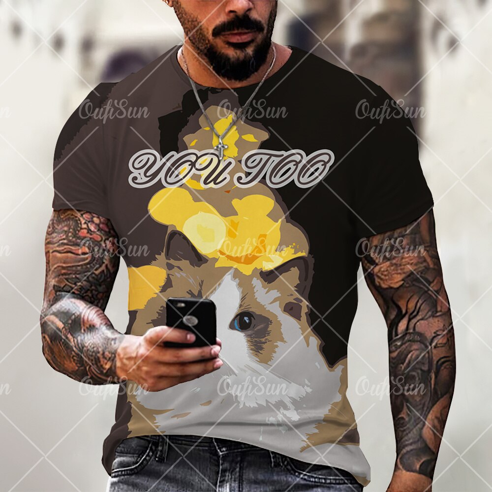 

Animal Dog Cat - 3D Printed Men T Shirt, Xl, 501 Original