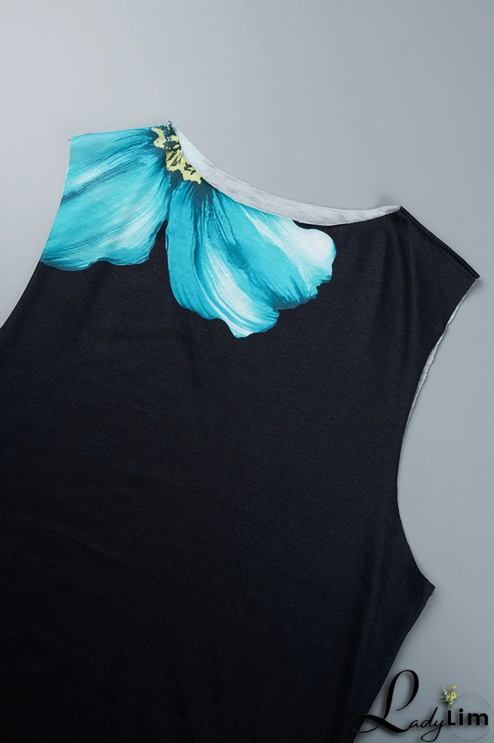 Black Elegant Floral Patchwork O Neck Wrapped Skirt Dresses