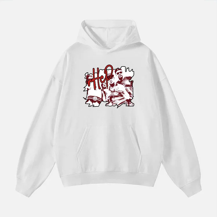 Casual Fleece-lined Red Hot Chili Peppers Graphics Print Hoodie