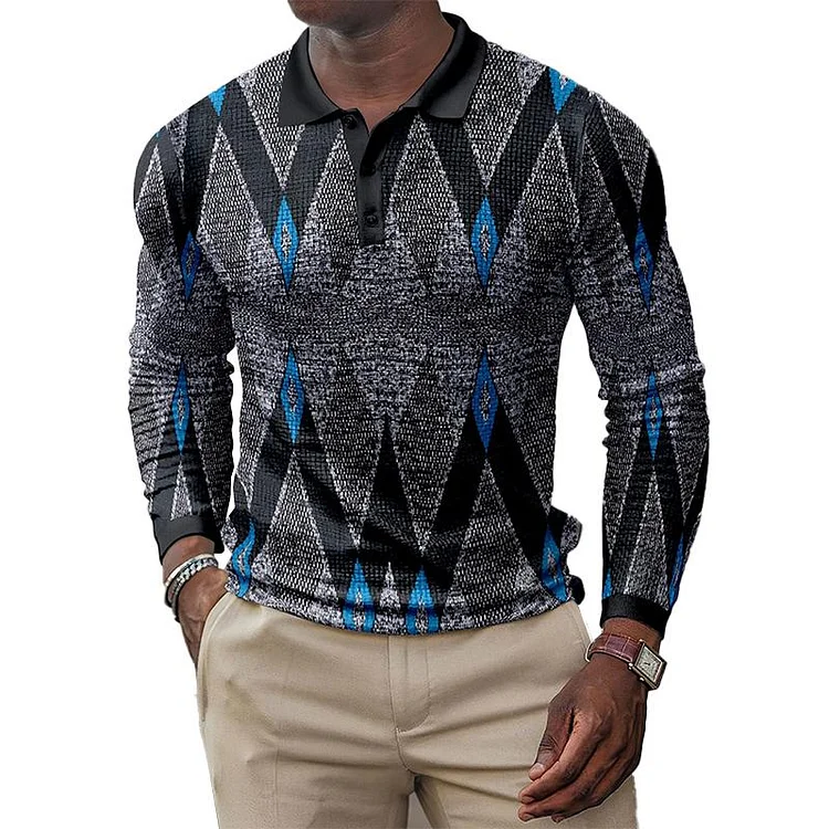 Men's Printed Comfortable Polo Shirt 40527991YM