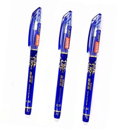 3/12Pcs/lot Erasable Pen Refill Set Washable Handle Rod Erasable Gel Pen 0.38mm Blue Black Ink School Office Writing Stationery