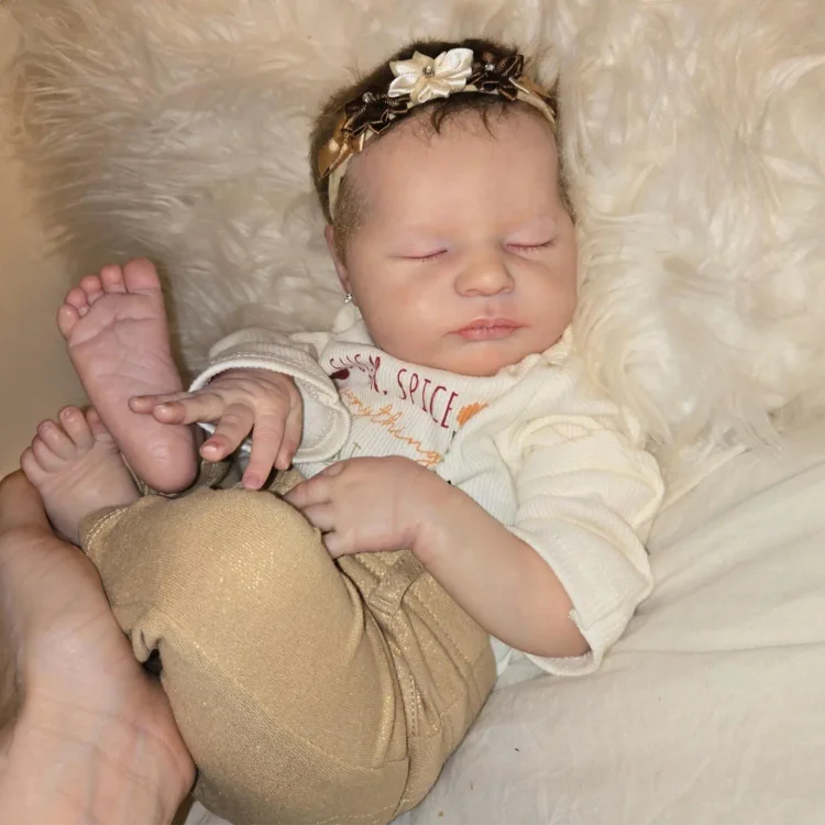  20" Lifelike Reborn Brown Hair Girl Baby Doll Named Basarta, Gifts For Kids - Reborndollsshop®-Reborndollsshop®