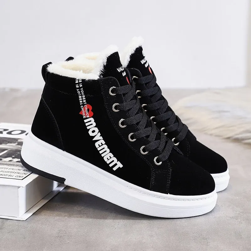 Winter Sneakers Women Ankle Snow Boots Female Platform High Top Women's Sneakers Fur Casual Shoes Woman Vulcanized basket femme