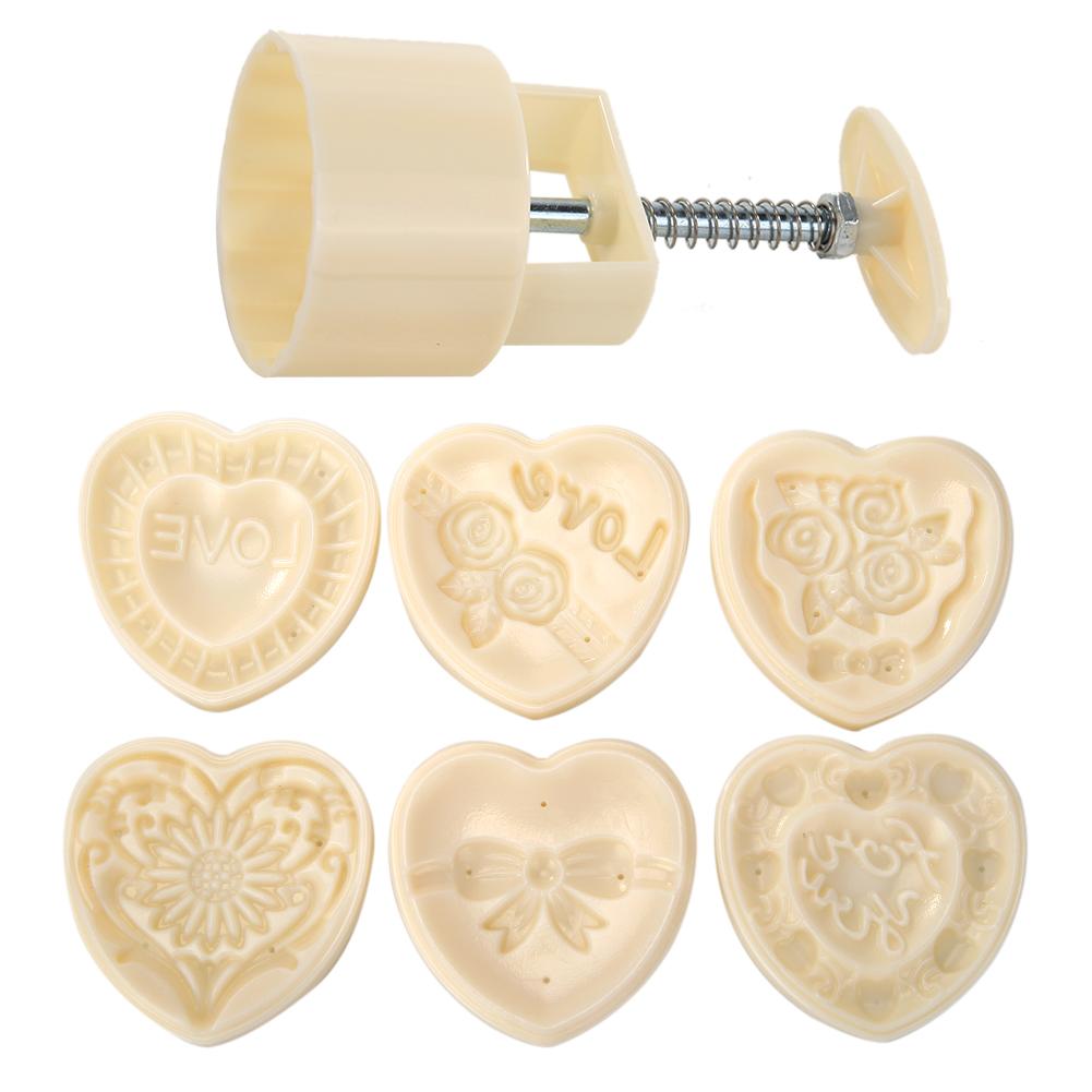 

Round Ice Skin Mooncake Molds Hand Pressure Heart Cutter Pastry Bake Tools, 501 Original