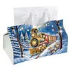 (25cm)Winter Steam Train DIY Diamond Painting PU Tissue Holder Box