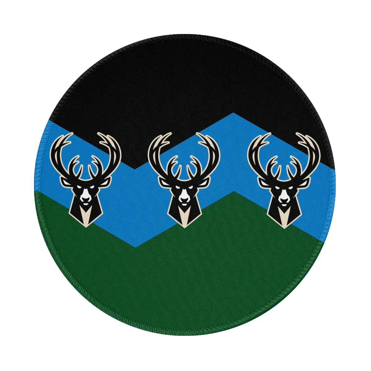 Milwaukee Bucks Black Logo Waterproof Round Mouse Pad for Wireless Mouse