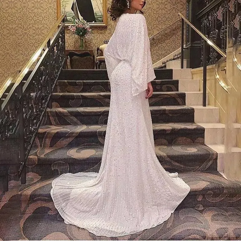 Uveng Uveng New V-Necked Long-Sleeved Sleeves Of Sleeves Dress Fishtail Banquet Elegant Long Dress