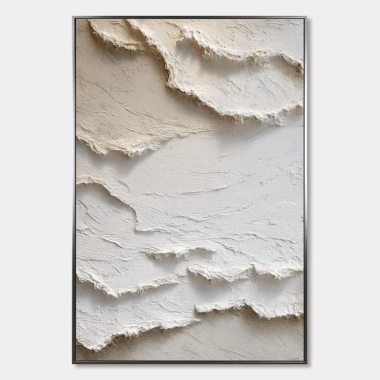 ALPINE WHISPERS: Textured White Abstract Oil Painting（Canvas painting）