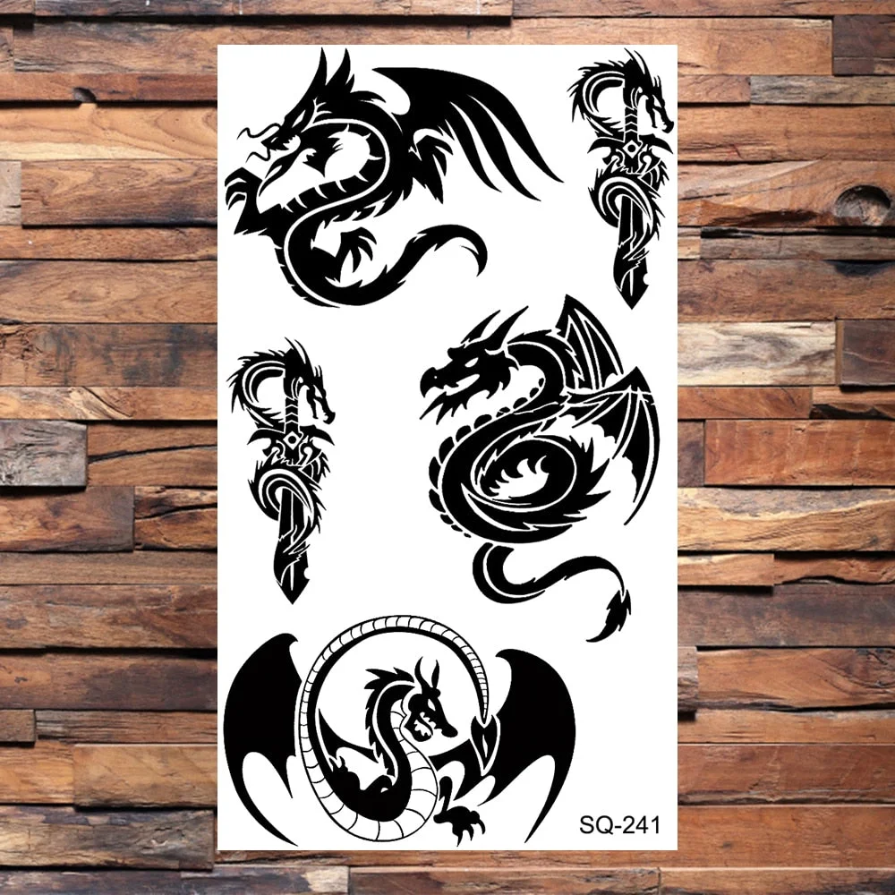 Skull Temporary Tattoos For Adults Men Realistic Tiger Lion Forest Praying Tatoos Vampire Snake Fake Tattoo Sticker Body Leg