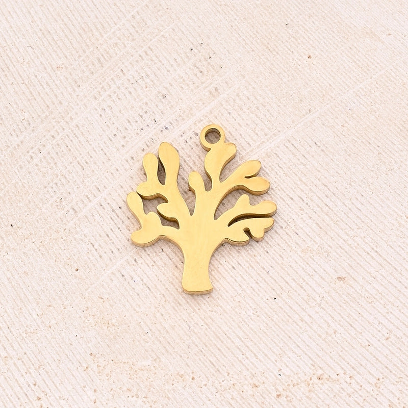 1 Piece 12x10mm 16.5×14.5mm 17×14.5mm Hole 1~1.9mm 304 Stainless Steel 18K Gold Plated Life Tree Polished Jewelry Accessories Pendant