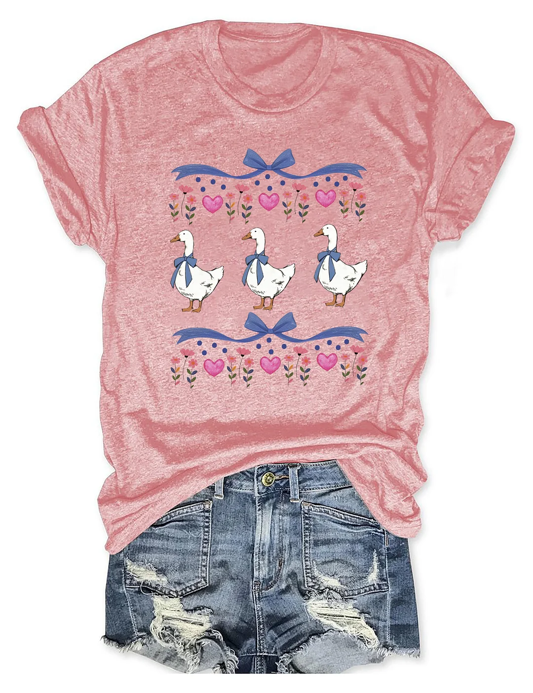 Retro Goose With Hearts T-shirt