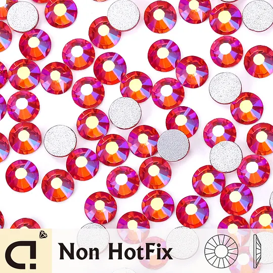 All Sizes Light Siam AB Red DIY Nails Decoration Non Hotfix Rhinestone Flatback Strass Non hot