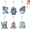 6Pcs Winter Schneemann Pinguin Eisbär doppelseitig - 5d DIY Handwerk Schlüsselanhänger