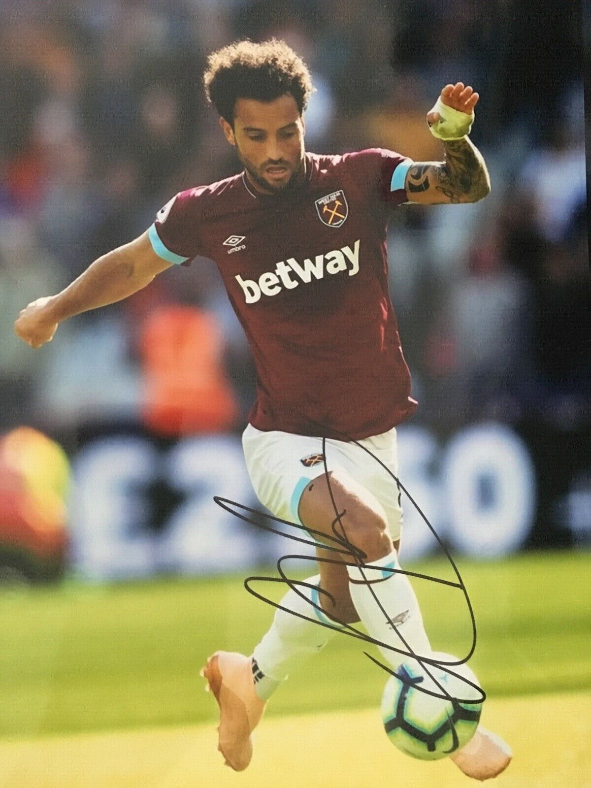 FELIPE ANDERSON - WEST HAM UNITED FOOTBALLER - EXCELLENT SIGNED Photo Poster paintingGRAPH