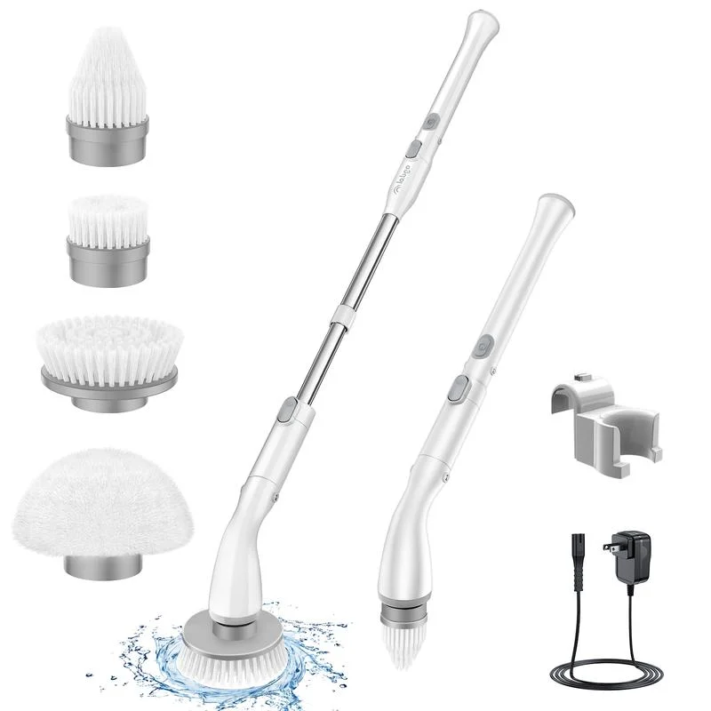 LABIGO Electric Spin Scrubber LA1 Pro, with 4 Replaceable Brush Heads and Adjustable Extension Handle