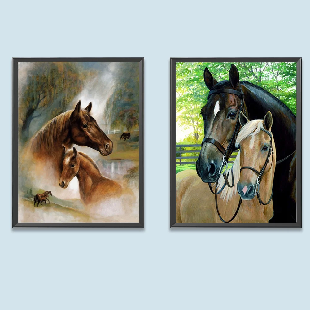 2pcs Diamond Painting - Full Round Drill - Horse(Canvas|30*40cm)