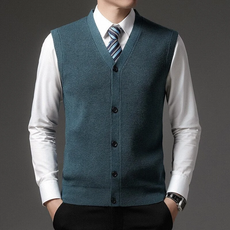 Inongge Level 4 Super Anti-pilling Top Grade Pleuche New Winter V Neck Woolen Fashion Brand Knit Cardigan Casual Sweater Vest Sleeveless