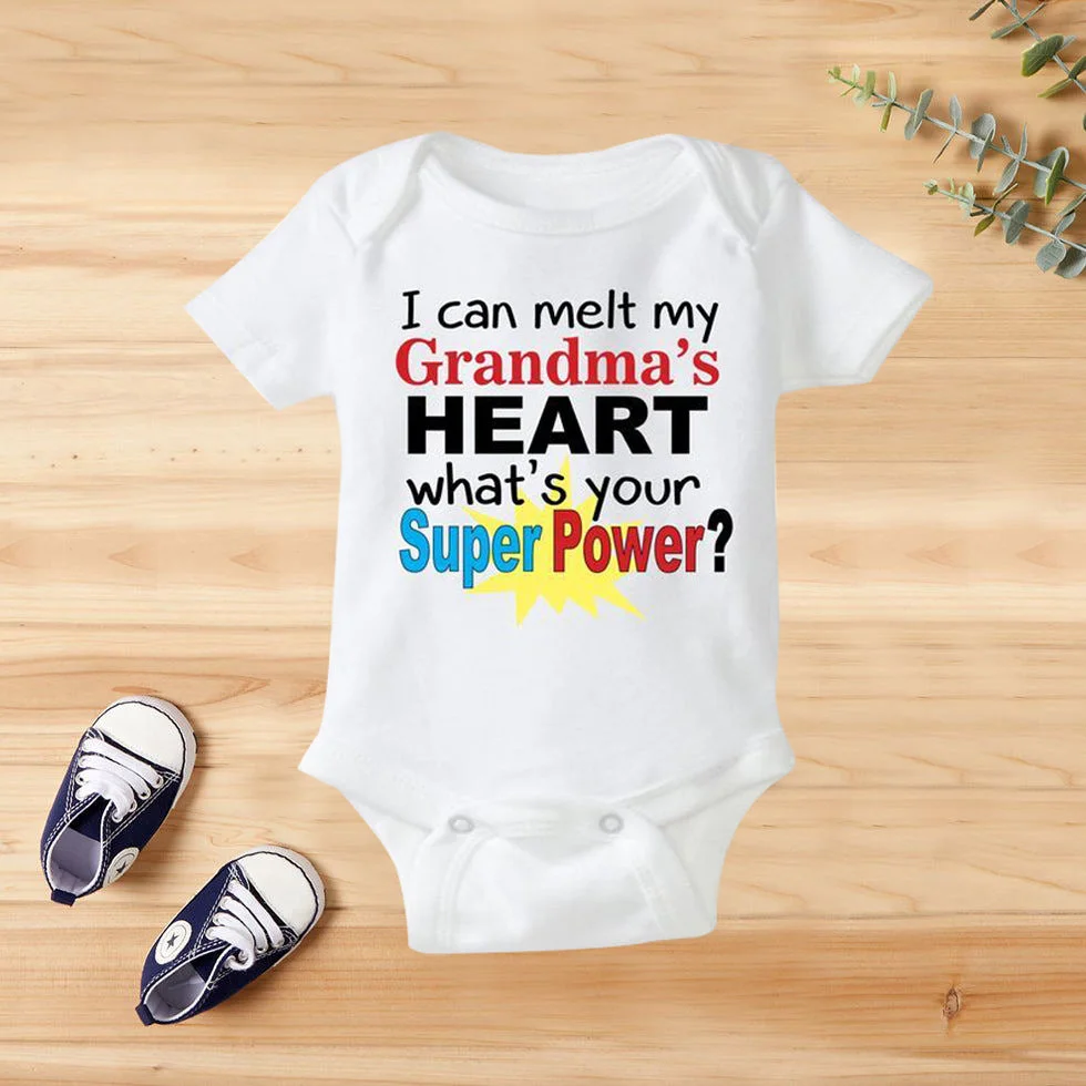 I Can Melt My Grandma's Heart Letter Printed Baby Romper